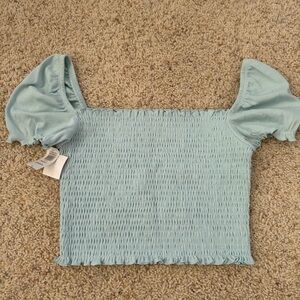 Wilfred Sky Blue Smocked Crop Top